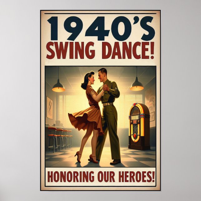 Vintage Swing Dance Salute to Military Service Poster (Framsidan)