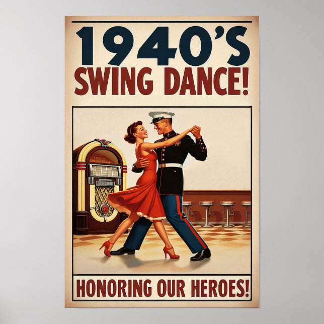 Vintage Swing Dance Salute to Military Service Poster (Framsidan)