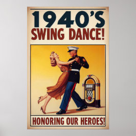 Vintage Swing Dance Salute to Military Service Poster