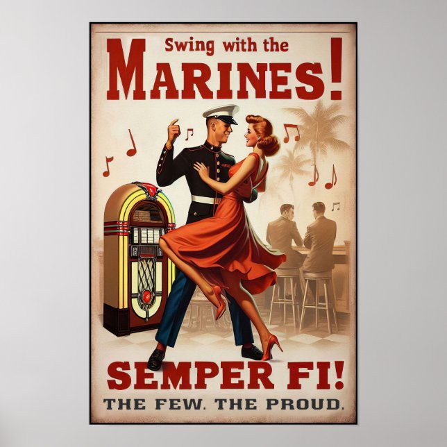 Vintage Swing Dance Salute to Military Service Poster (Framsidan)