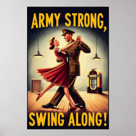 Vintage Swing Dance Salute to Military Service Poster