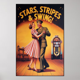 Vintage Swing Dance Salute to Military Service Poster