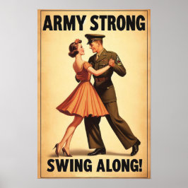 Vintage Swing Dance Salute to Military Service Poster