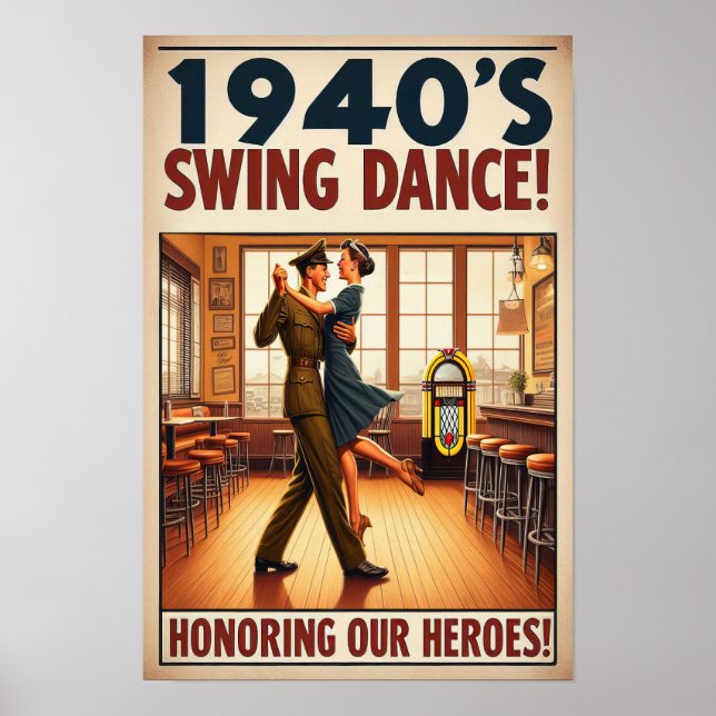Vintage Swing Dance Salute to Military Service Poster (Framsidan)