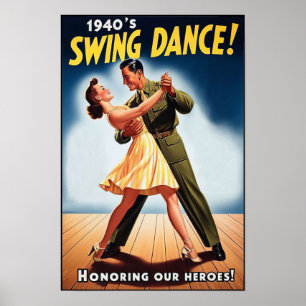 Vintage Swing Dance Salute to Military Service Poster