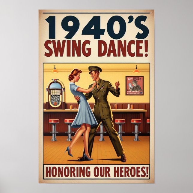 Vintage Swing Dance Salute to Military Service Poster (Framsidan)
