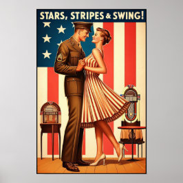Vintage Swing Dance Salute to Military Service Poster