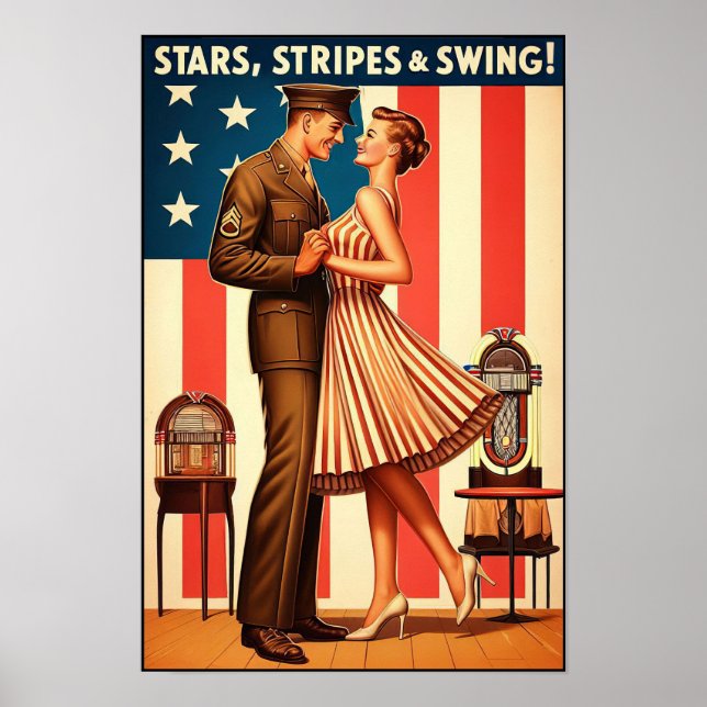 Vintage Swing Dance Salute to Military Service Poster (Framsidan)