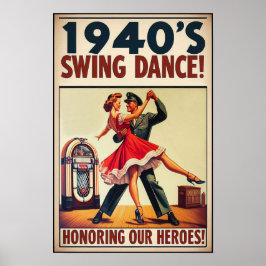 Vintage Swing Dance Salute to Military Service Poster