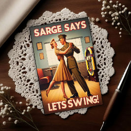 Vintage Swing Dance Salute to Military Service Vykort