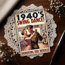 Vintage Swing Dance Salute to Military Service Vykort