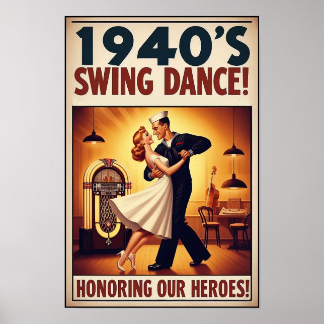 Vintage Swing Dance Salute to Service Poster (Framsidan)