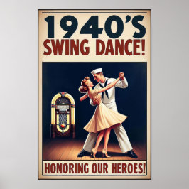 Vintage Swing Dance Salute to Service Poster