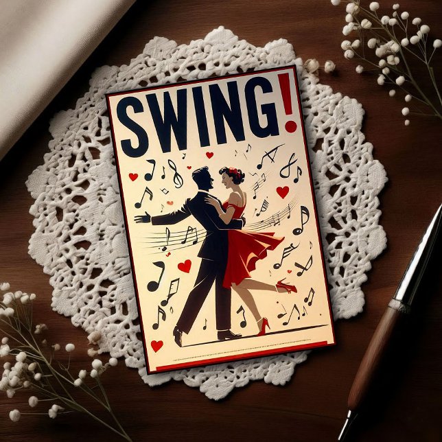 Vintage Swingdans Natt Affisch Vykort (Skapare uppladdad)