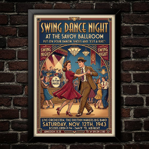 Vintage Swingdansaffisch Poster