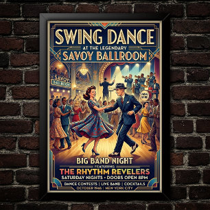 Vintage Swingdansaffisch Poster