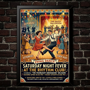Vintage Swingdansaffisch Poster