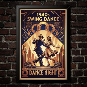 Vintage Swingdansaffisch Poster
