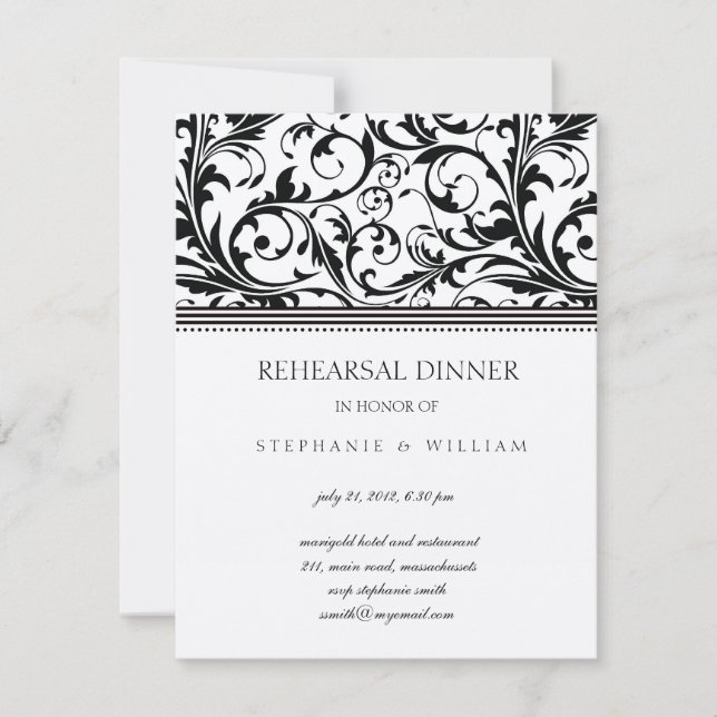 Vintage Swirl Rehearsal Dinner Card Inbjudningar (Framsida)