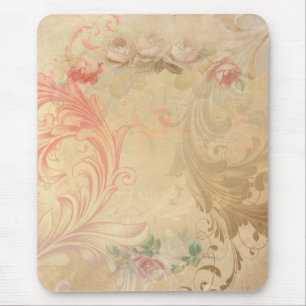 Vintage Swirls Blommigt Mousepad Musmatta