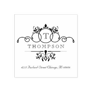 Vintage Swirls Monogram Rubber Frimärke Stämpel