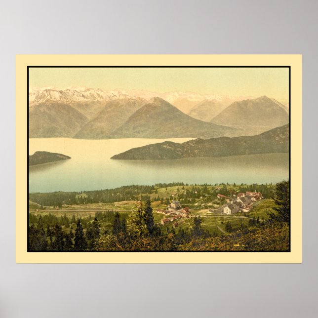 Vintage Swiss Panorama of Rigi Kaltbad Poster (Framsidan)