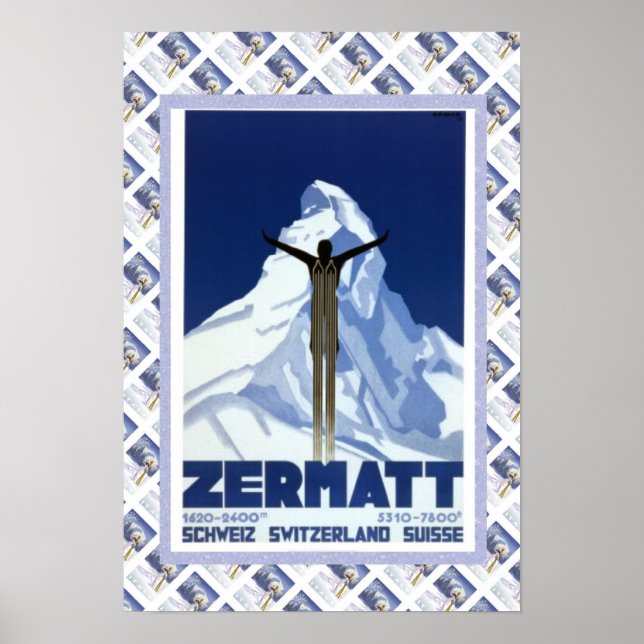 Vintage Swiss Poster Zermatt (Framsidan)