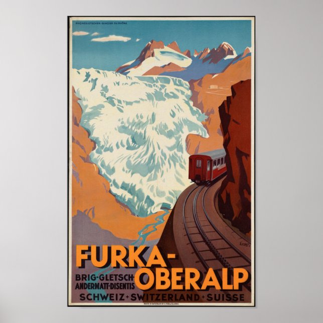 Vintage Swiss Railroad Travel Poster (Framsidan)