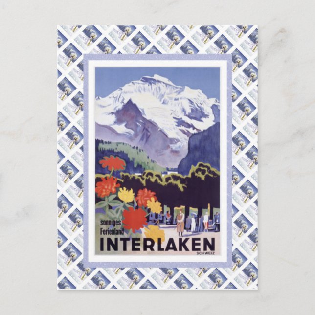 Vintage Swiss Railway Luzern Interlaken Brunig Vykort (Framsida)