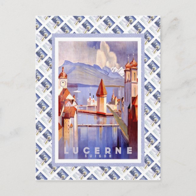 Vintage Swiss Railway Luzern Suisse Vykort (Framsida)