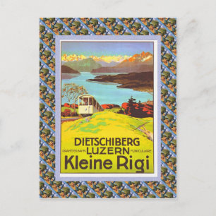 Vintage Swiss Raulway Poster, Dietschiberg, Luzern Vykort