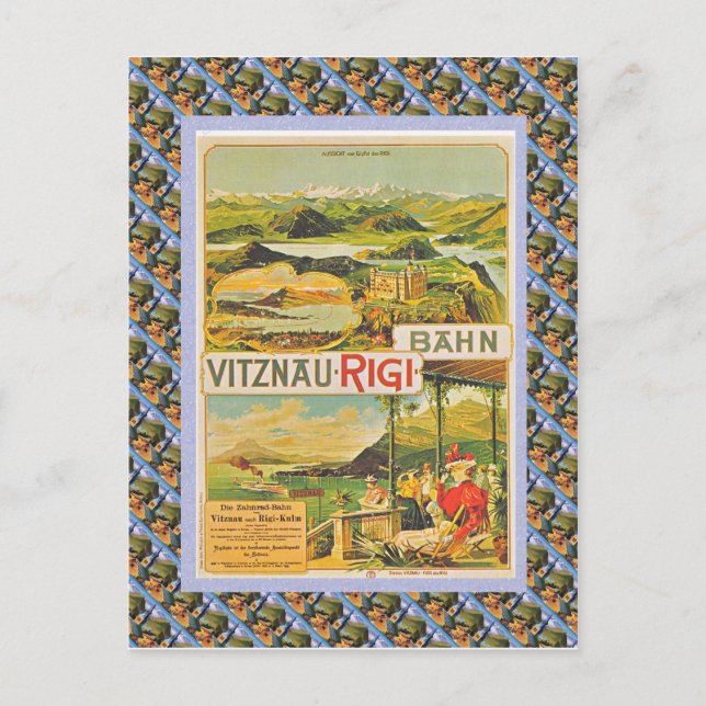 Vintage Swiss Raulway Vitznau Rigi Bahn Vykort (Framsida)