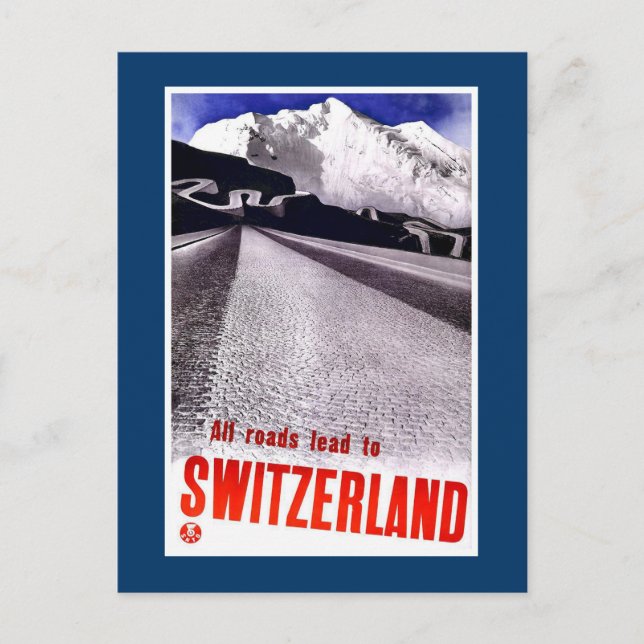 "Vintage Swiss Travel Poster" Vykort (Framsida)