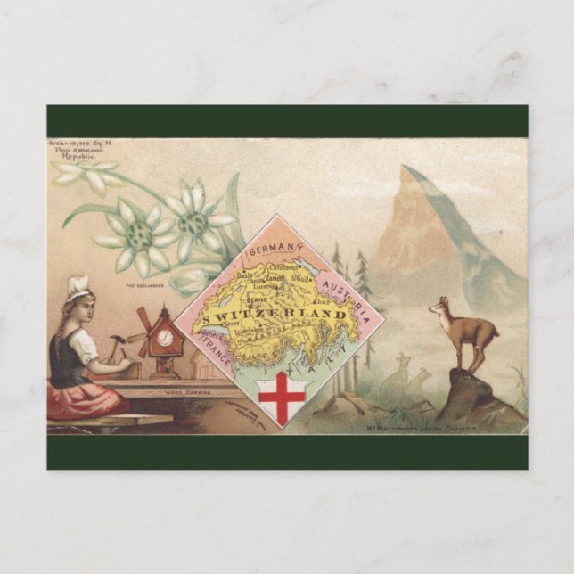 Vintage Switzerland Map Vykort (Framsida)