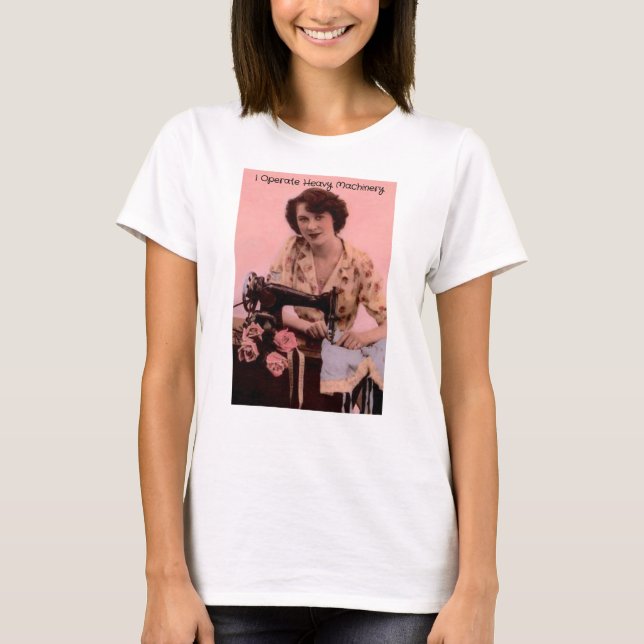 Vintage Syande Maskin Operativa tunga maskiner T Shirt (Framsida)