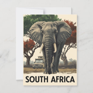 Vintage Sydafrika Elefantsafari Resa Vykort