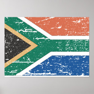 Vintage SydAfrika Flagga Poster