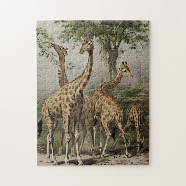 Vintage Sydafrika Giraffes Pussel (Vertikal)