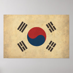 Vintage Sydkorea Flagga Poster