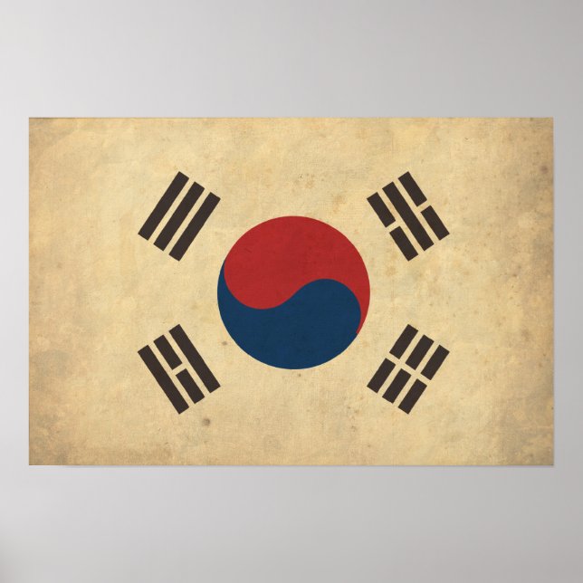 Vintage Sydkorea Flagga Poster (Framsidan)