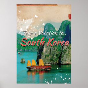 Vintage Sydkoreas resebyrå Poster