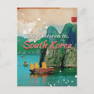 Vintage Sydkoreas resebyrå Vykort