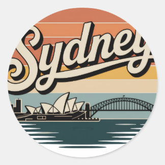 Vintage Sydney Australia Skyline Travel Sticker Runt Klistermärke