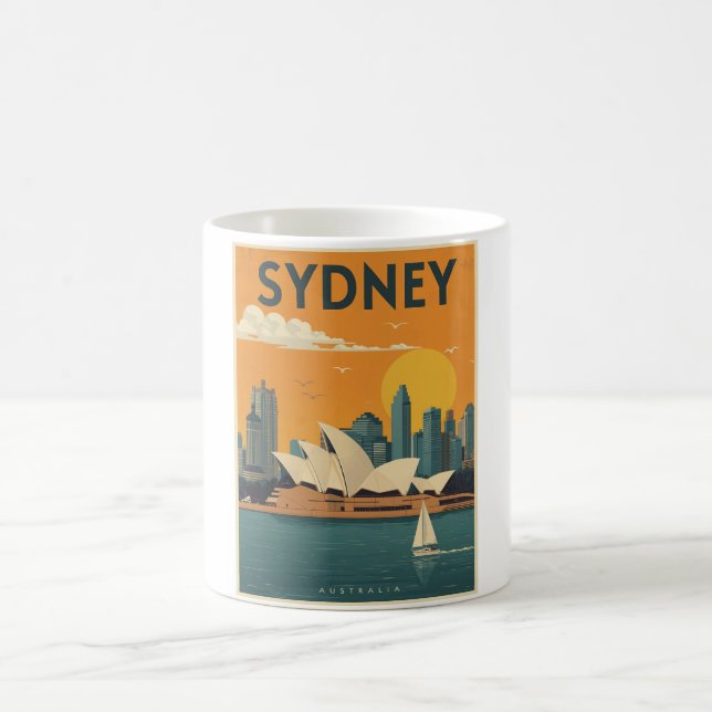 Vintage Sydney Australia Travel Retro Sunset Art Kaffemugg (Center)