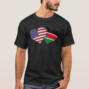 Vintage Sydsudan American Flagga Heart T Shirt