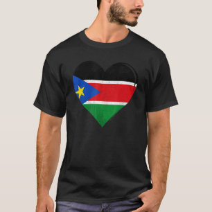 Vintage Sydsudan Flagga Heart T Shirt