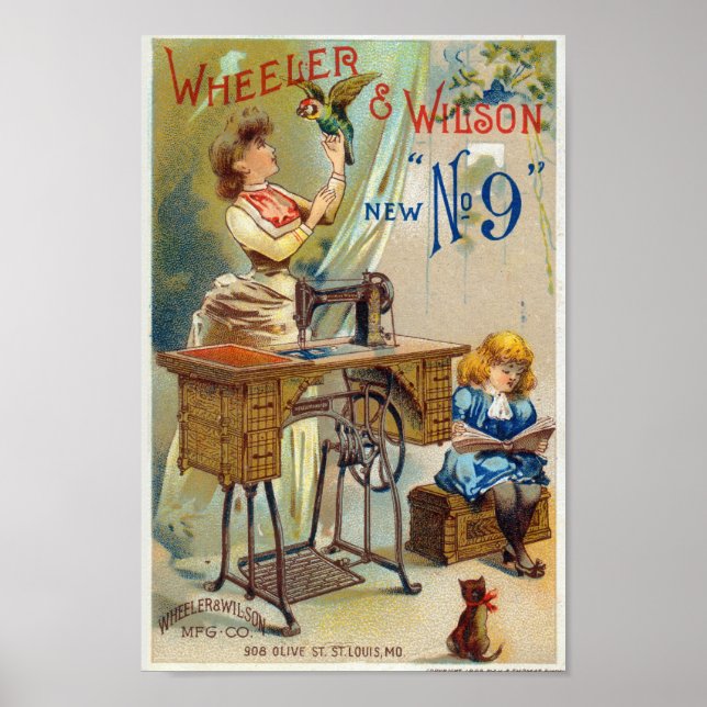 Vintage Sying Maskin Illustration Poster (Framsidan)