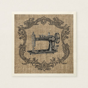 Vintage symaskin burlap pappersservett