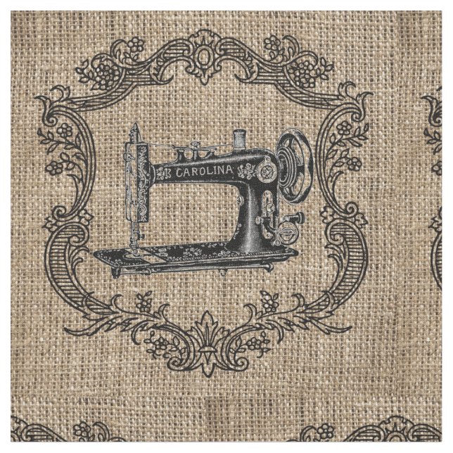 Vintage symaskin burlap tyg (Närbild)