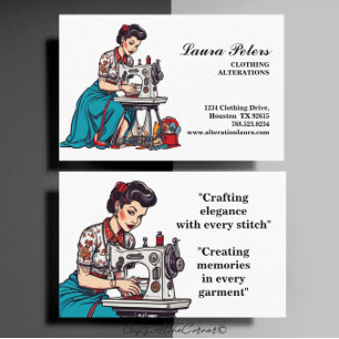 Vintage Syning Maskin Clothing Alterteration Visitkort